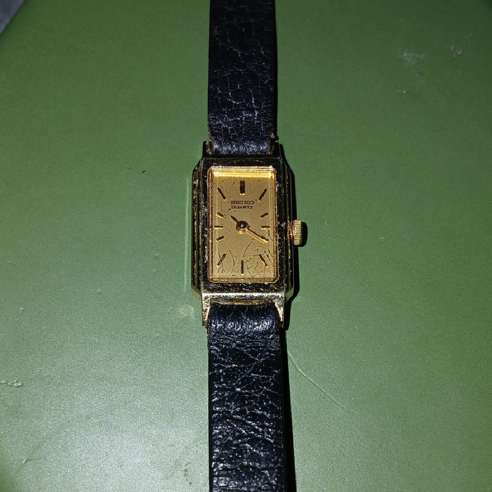 Vintage Seiko Gold Dial with Black Strap Watch